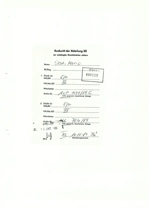 BStU 115: information from Department XII